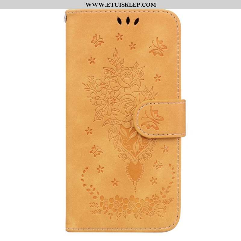 Obudowa Etui Na Telefon do Honor Magic 5 Lite z Łańcuch Wiązane Róże I Motyle